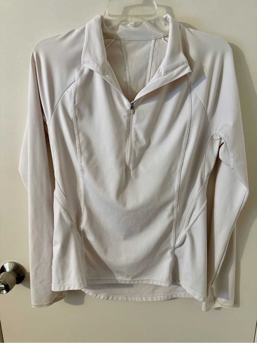 Athleta White Long-Sleeve Half-Zip Performance Pullover Women Size S